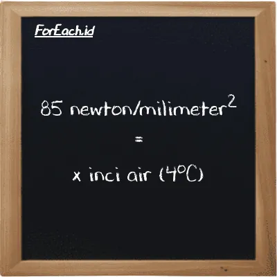 Contoh konversi newton/milimeter<sup>2</sup> ke inci air (4<sup>o</sup>C) (N/mm<sup>2</sup> ke inH2O)